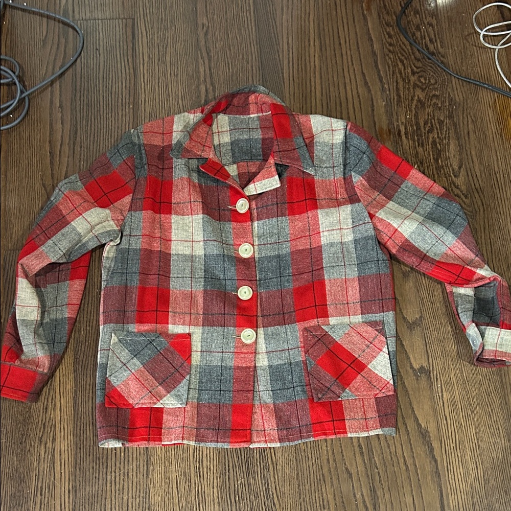 Vtg 50s Pendleton grey red plaid 49er jacket sz L-XL
